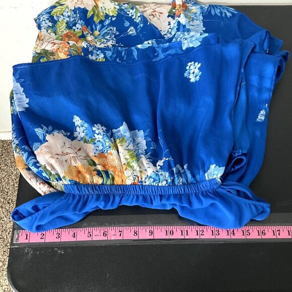 Zara Dress Women S Floral Blooms Off the Shoulder Side Slit Midi Travel Summer - Picture 12 of 15